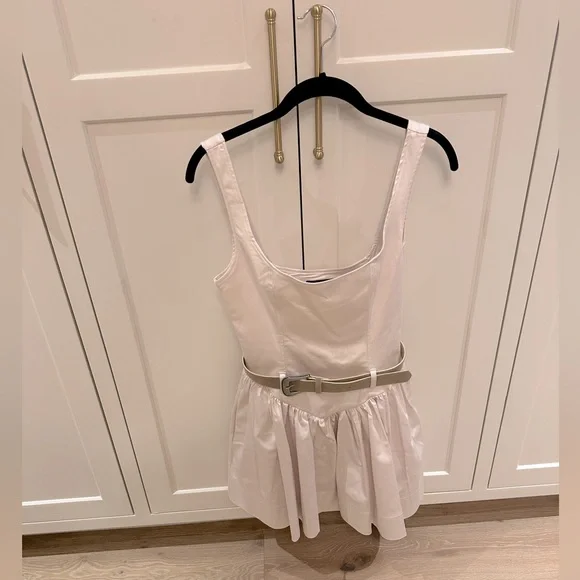 NWT 🌟 Zara Cream belted mini dress XS - Picture 2 of 10